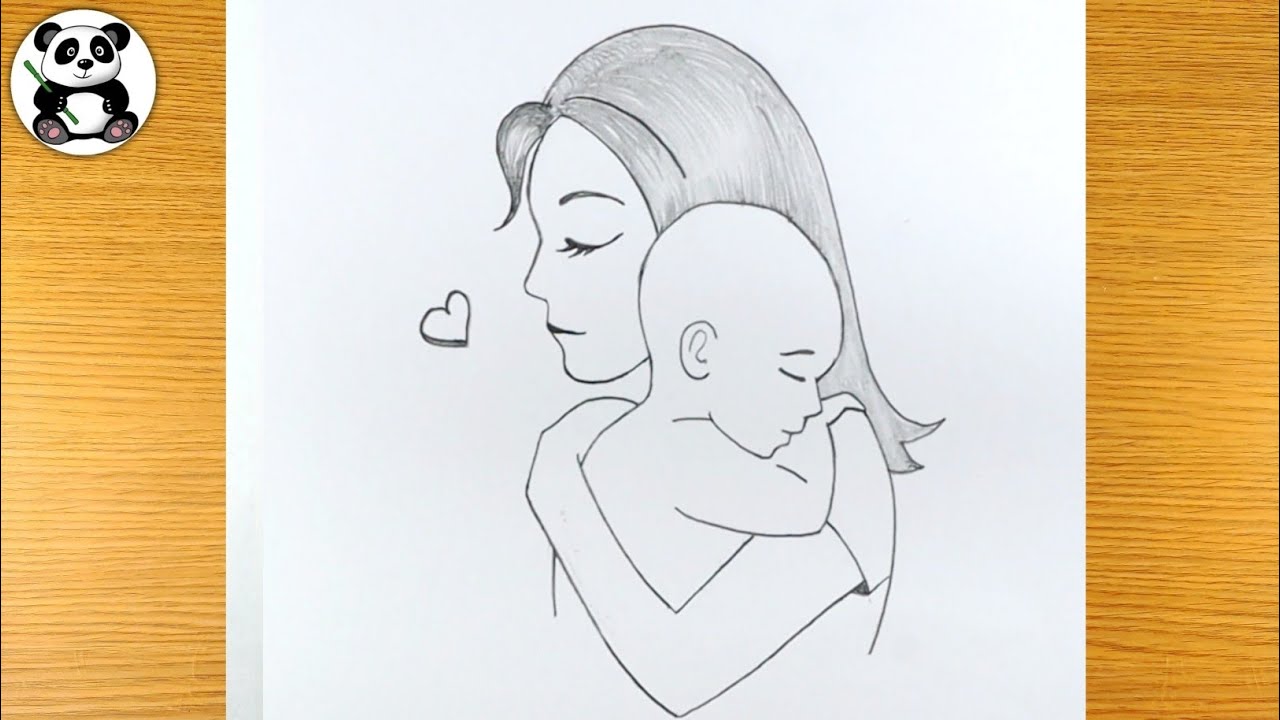 Mom and baby love pencildrawing | mother's love drawing@TaposhiartsAcademy