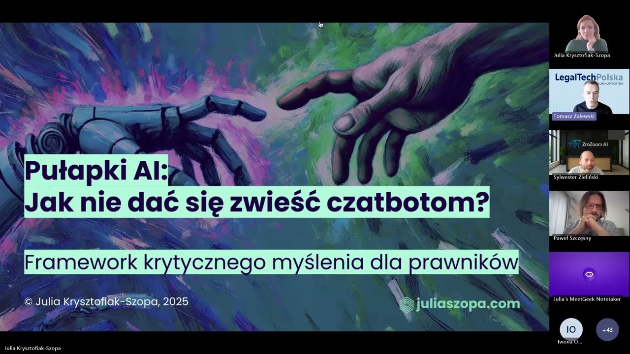 LegalTech Polska Meetup 8 maja 2025 r. - Systemy AI a psychologia i krytyczne myślenie