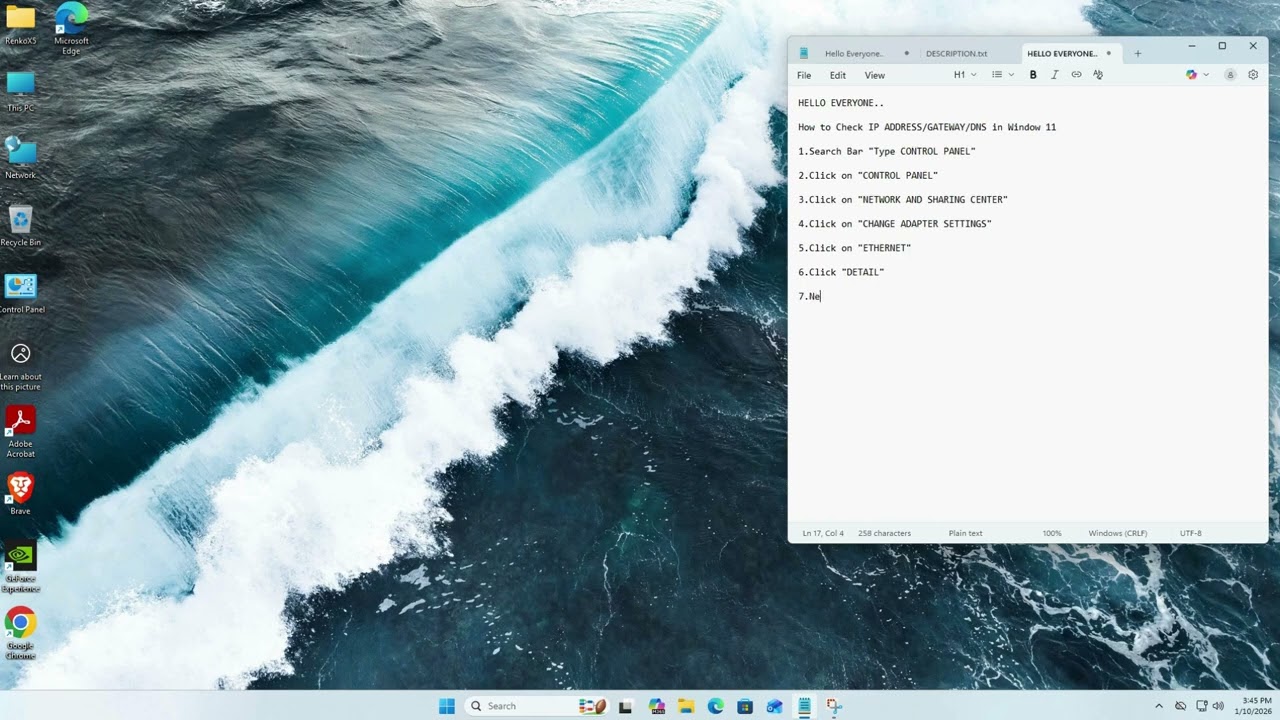 HOW TO SEE IP ADDRESS/GATEWAY/DNS IN WINDOWS 11