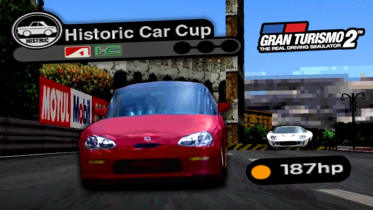 Beating the Historic Rome GT40 with 187hp Cappuccino (Gran Turismo 2)