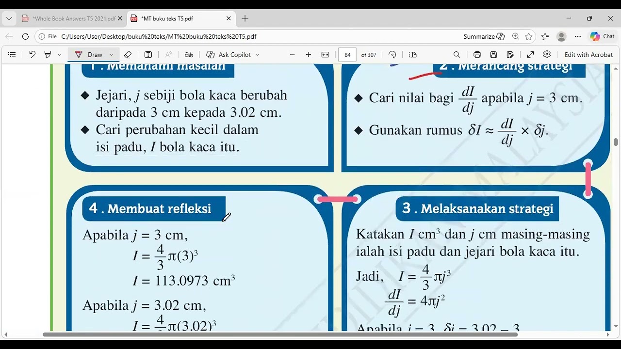 MTT5 Menyelesaikan masalah yang melibatkan perubahan kecil dan penghampiran suatu kuantiti 5sN MS74