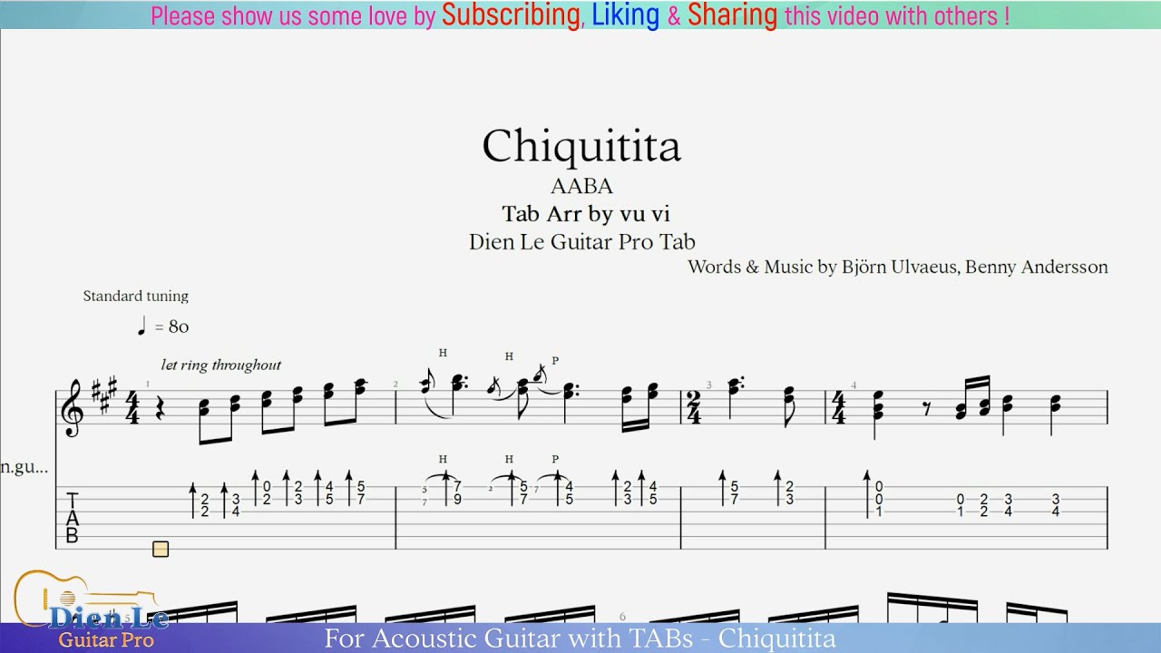 For Acoustic Guitar with TABs - Chiquitita