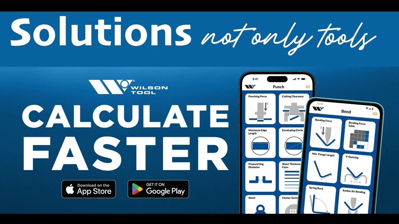 Aplicatia Wilson Tool pentru telefoane cu Android si iOS pentru calcul parametri ștanțare și îndoire