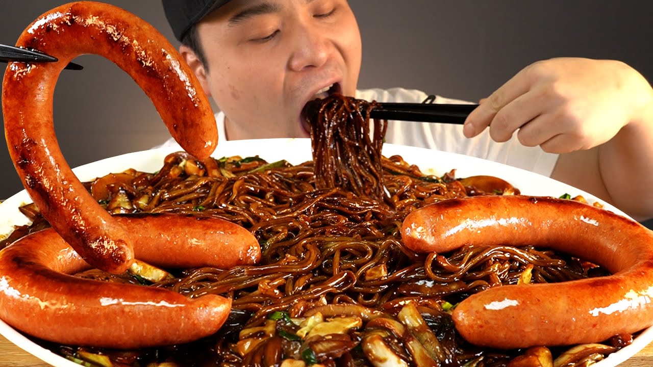 푸짐한 떡쟁반짜장과 킬바사소세지 먹방~!! 리얼사운드 ASMR social eating Mukbang(Eating Show)