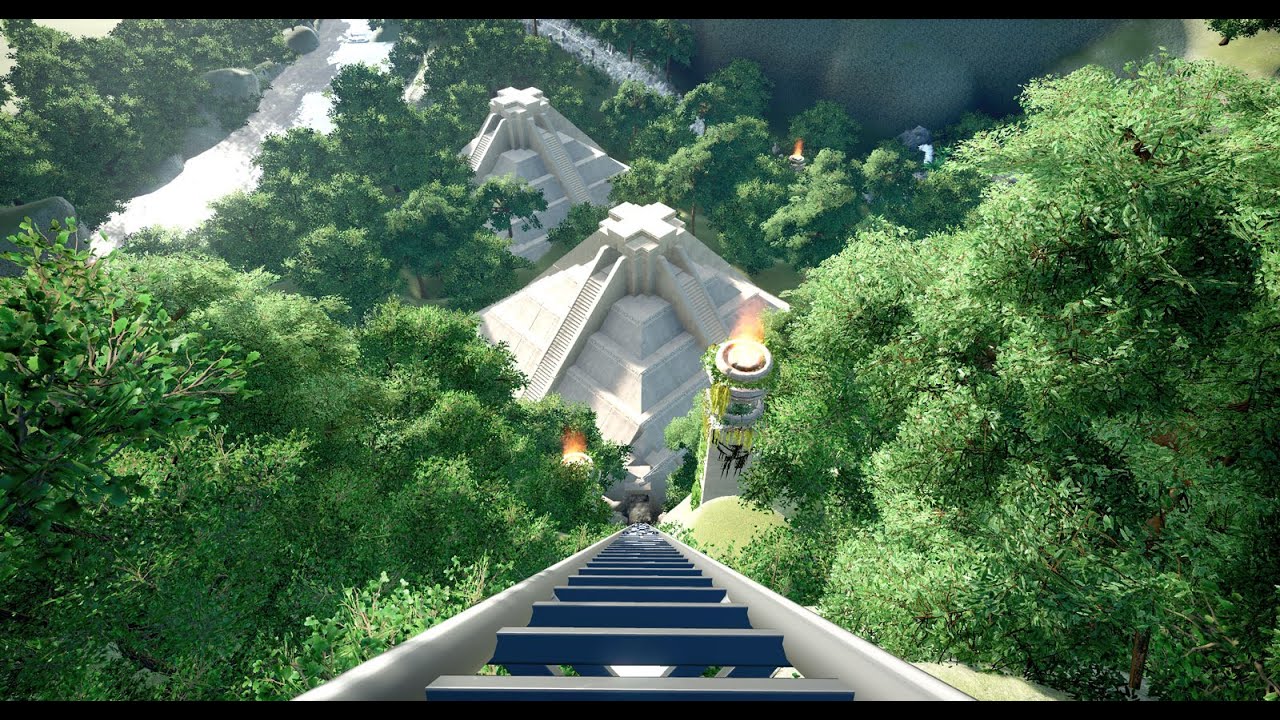 Mayan Themed Roller Coaster with a Underground Fire Ending! (POV)