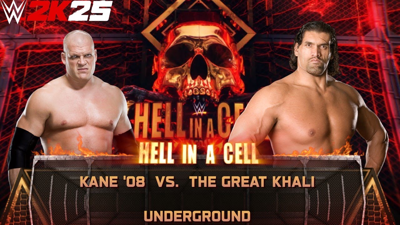 WWE 2k25 - Kane '08 vs The Great Khali: Underground Match at Hell In A Cell 