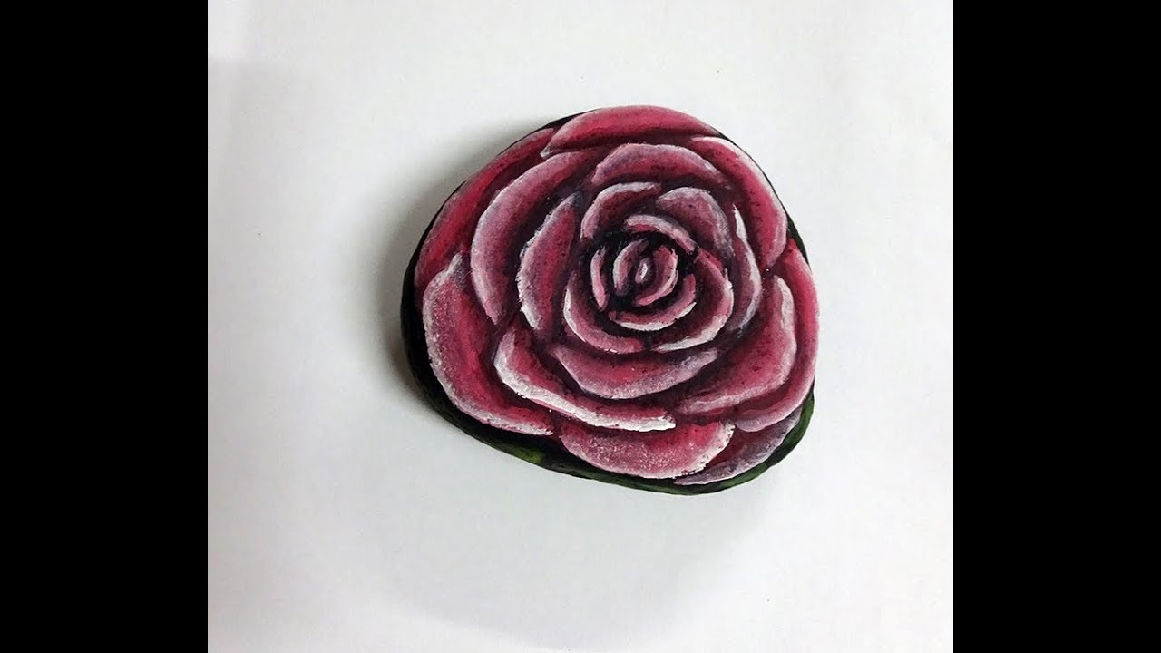 como pintar piedras con rosas paso a paso