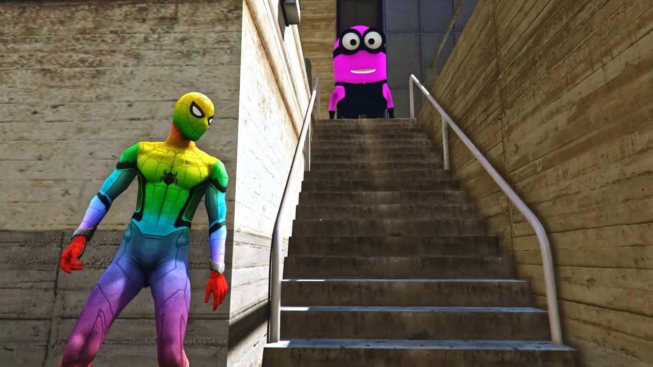 Spiderman vs Pink Minion Funny Epic Ragdoll GTA 5 Eps.03
