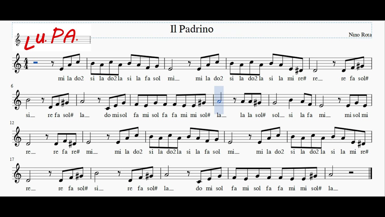 Il Padrino (Colonna sonara) - Flauto dolce - Note - Spartito - Canto - Tutorial - Recorder