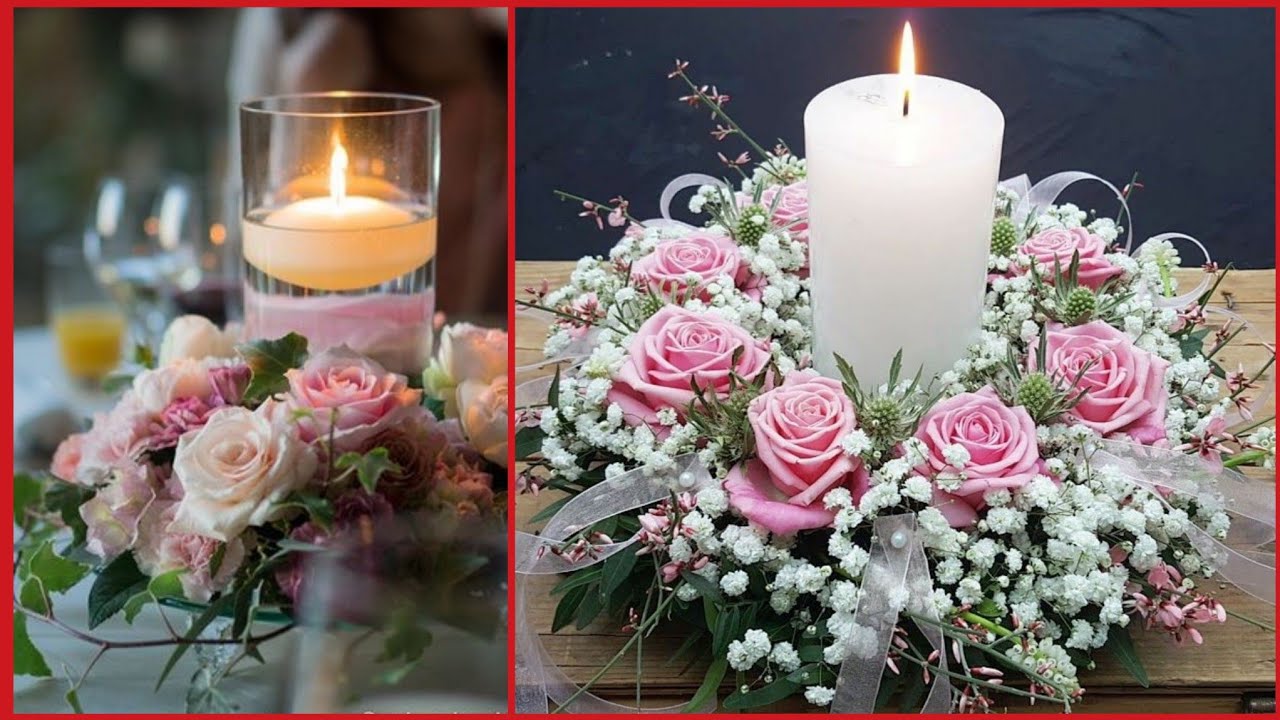 most beautiful fresh flower decoration with candle decor ideas