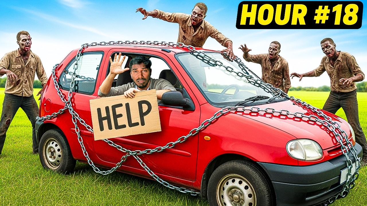 24 Hours Trapped in a Zombie Survival Car Shelter 😱🧟