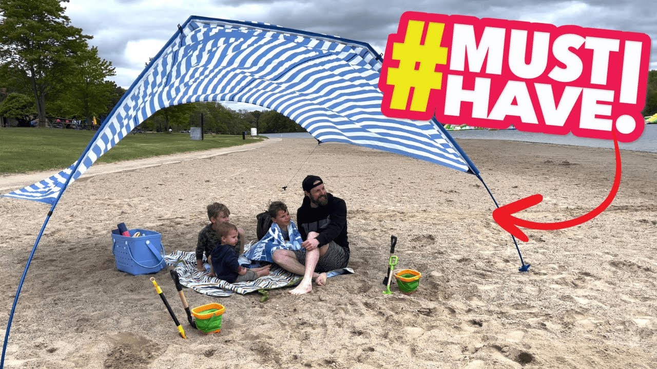 Beach Shade Tent Sun Canopy – 150 Sq. Ft Wind Shelter w/ UPF 50+ for 3–6 People – Regatta Manta Rays