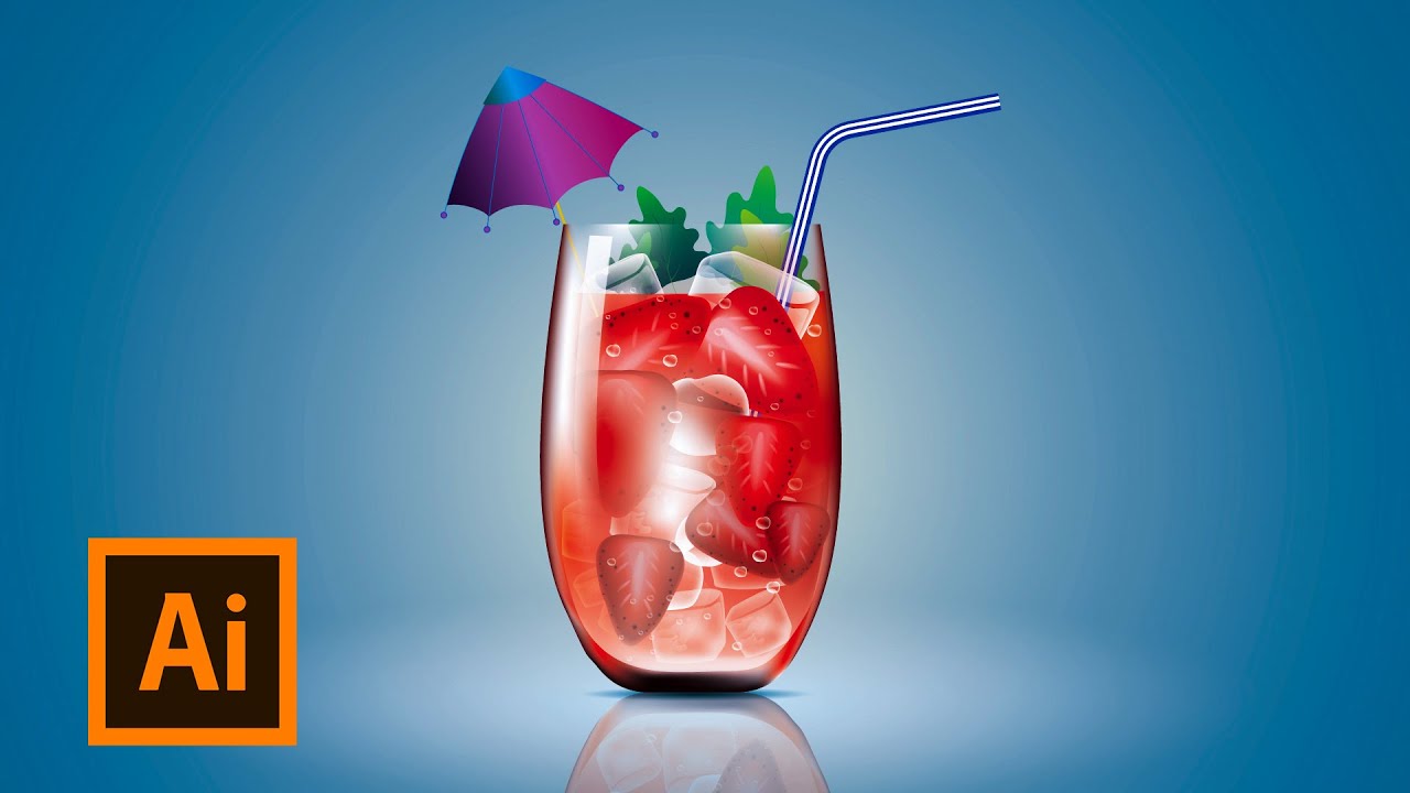 Adobe illustrator tutorial: How to use gradient mesh tool & create mock tail vector illustration