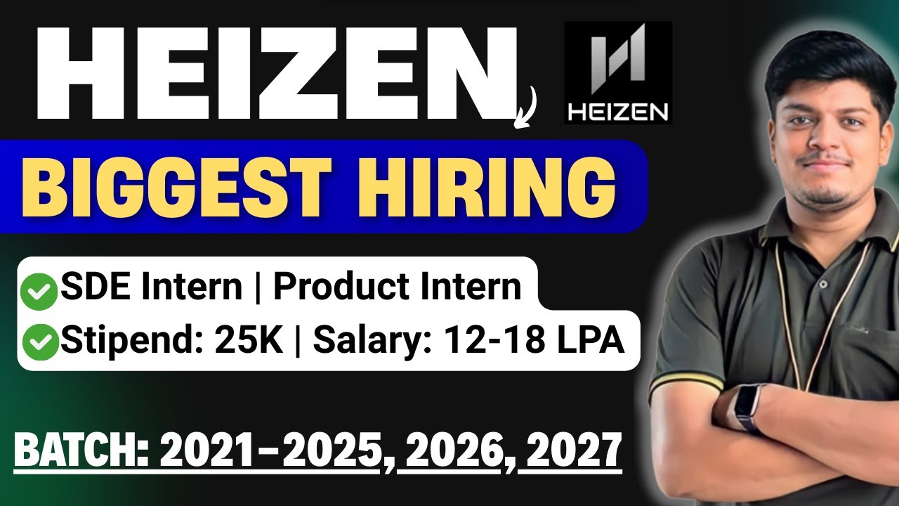 🔥Heizen Biggest Hiring | SDE, Software Engineer, TPM, PRE Intern | Off Campus 2021-2025, 2026, 2027