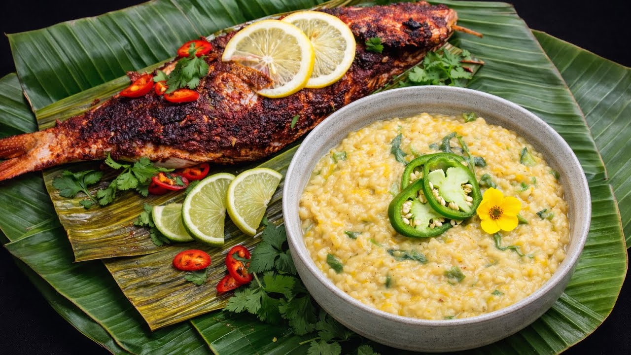 Whole snapper & kitchri, Guyanese style 