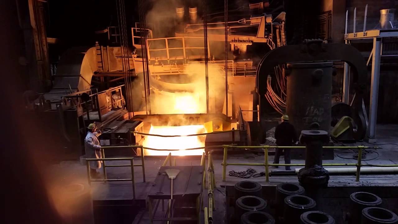 Electric Arc Furnace Tapping into Ladle