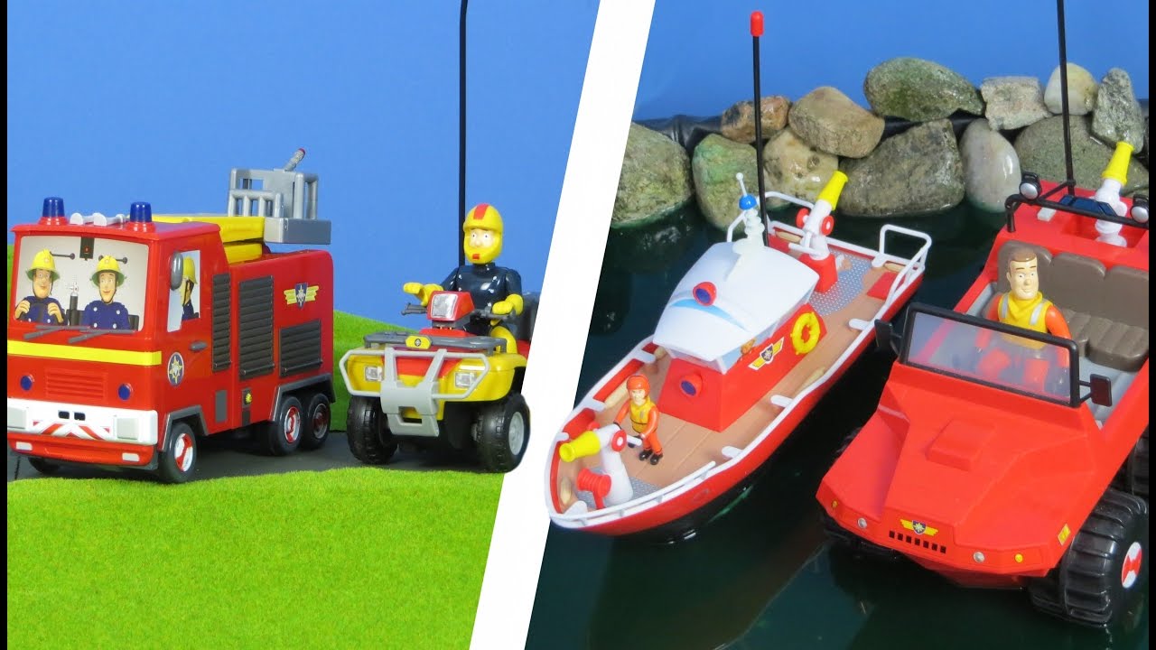 Feuerwehrmann Sam Spielzeuge deutsch: Feuerwehrauto & Boot 2016 Special