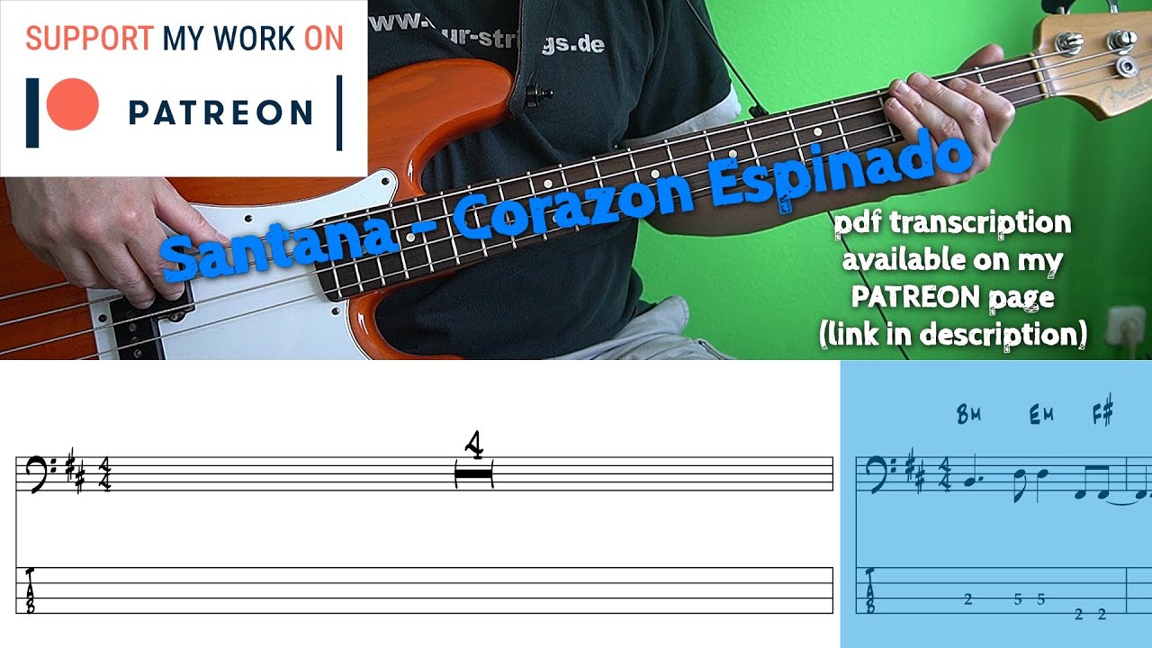 Santana - Corazon Espinado (Bass cover with tabs)