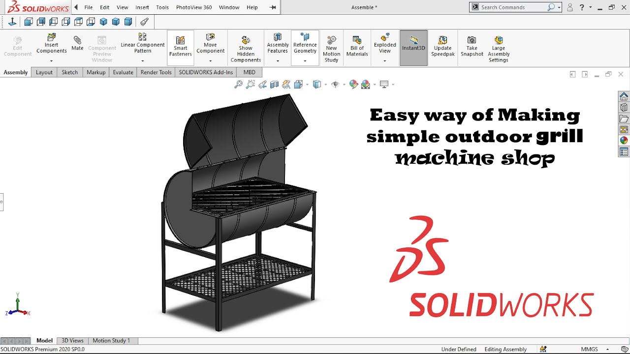 How to make outdoor grill machine shop in Solidworks