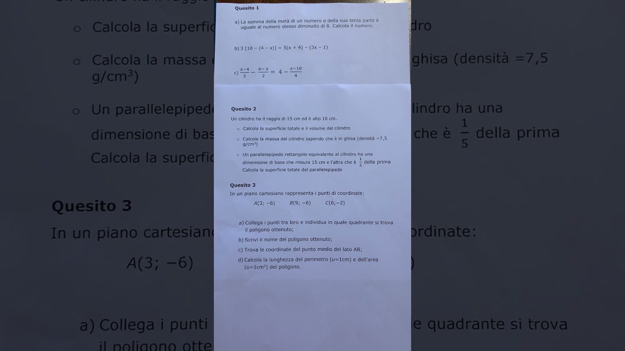 esame 2022 quesiti 1 2 3