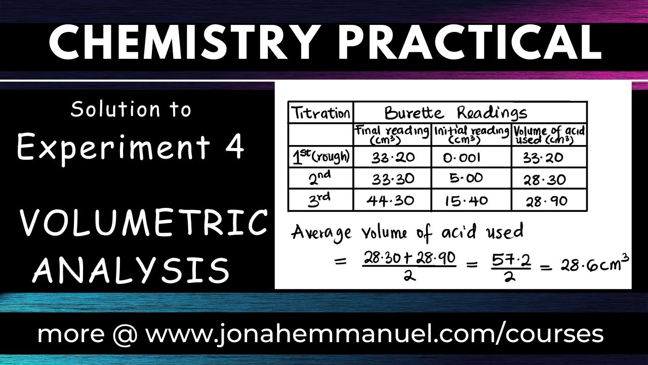 Chemistry Practical Solution for Experiment 4 - VOLUMETRIC ANALYSIS 