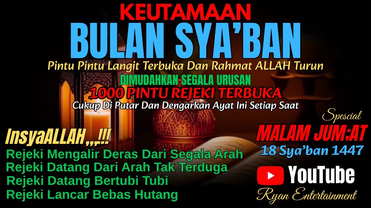 Malam Jum’at Di Bulan Sya’ban | Dengarkan Ayat Ini, InsyaAllah Hati Tenang, Rezeki Dilapangkan
