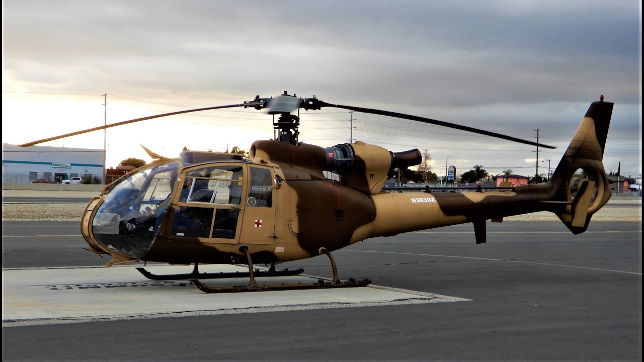 Gazelle Start-Up & Takeoff - Eurocopter Gazelle SA341 N383GZ Aérospatiale Ex-French Army  Helicopter