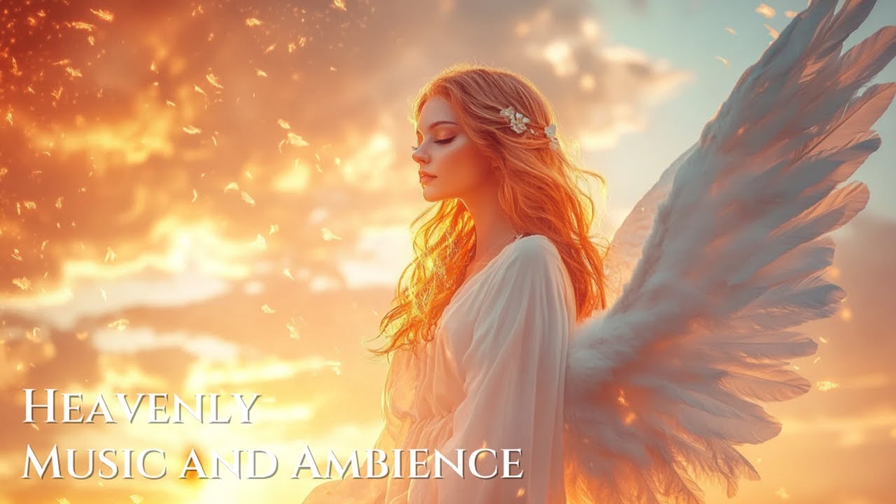Peaceful Celestial Music and Ambience | Serene Angel at Sunset with Golden Light