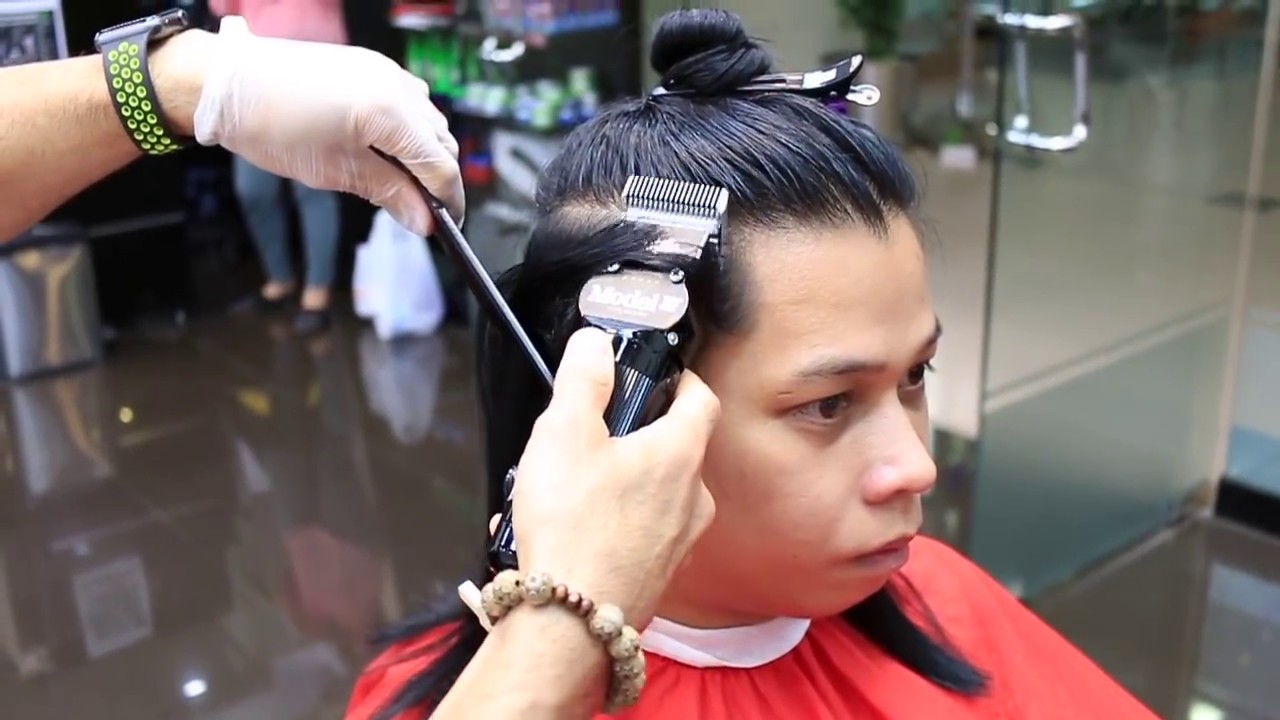 Amazing Long to Short Haircut Tutorial (Skin fade) Ponytail Hairstyle For Men ✅