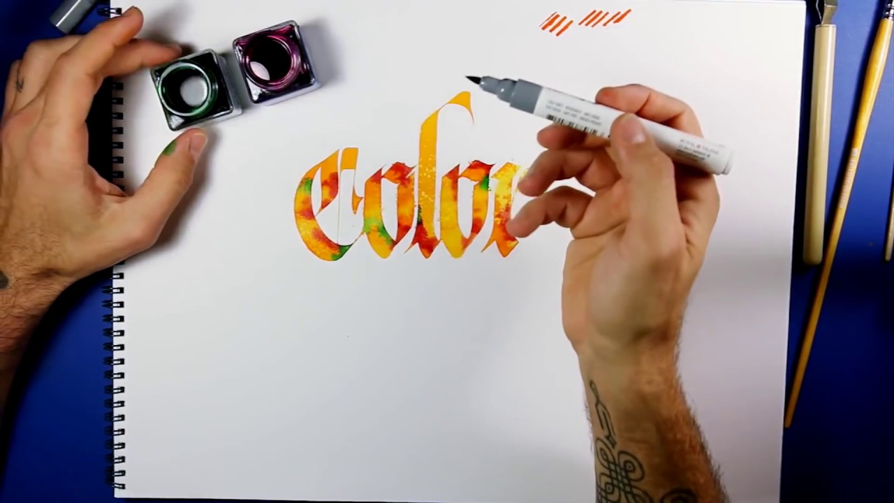 How to write Calligraphy with Ecoline Watercolours ( Watercolour Calligraphy Tutorial)