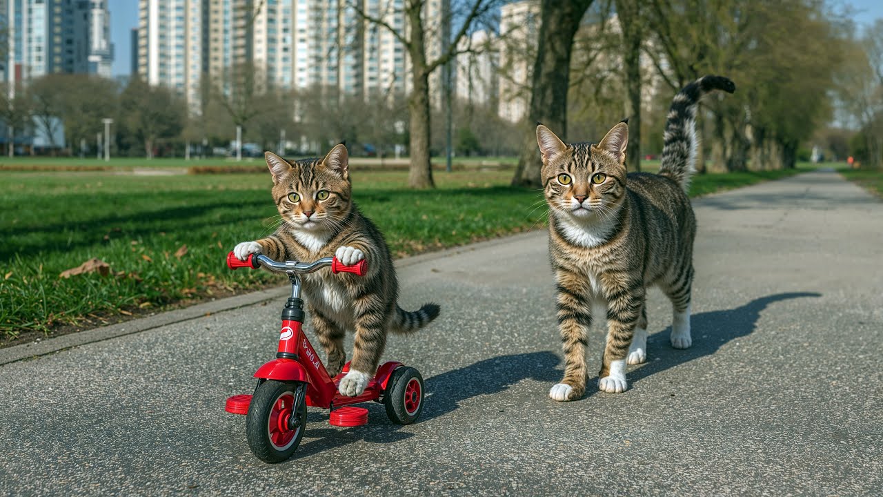 Kitten Falls Off Bike, Mama Cat Takes Him to the Hospital and Makes Tiger Hat For Kittens At Home🐾�