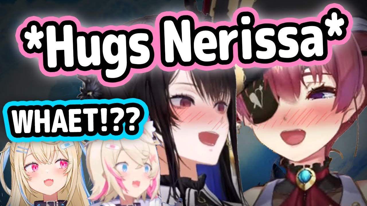 Marine Suddenly Hugs Nerissa During Stream And Surprised FuwaMoco【Hololive】