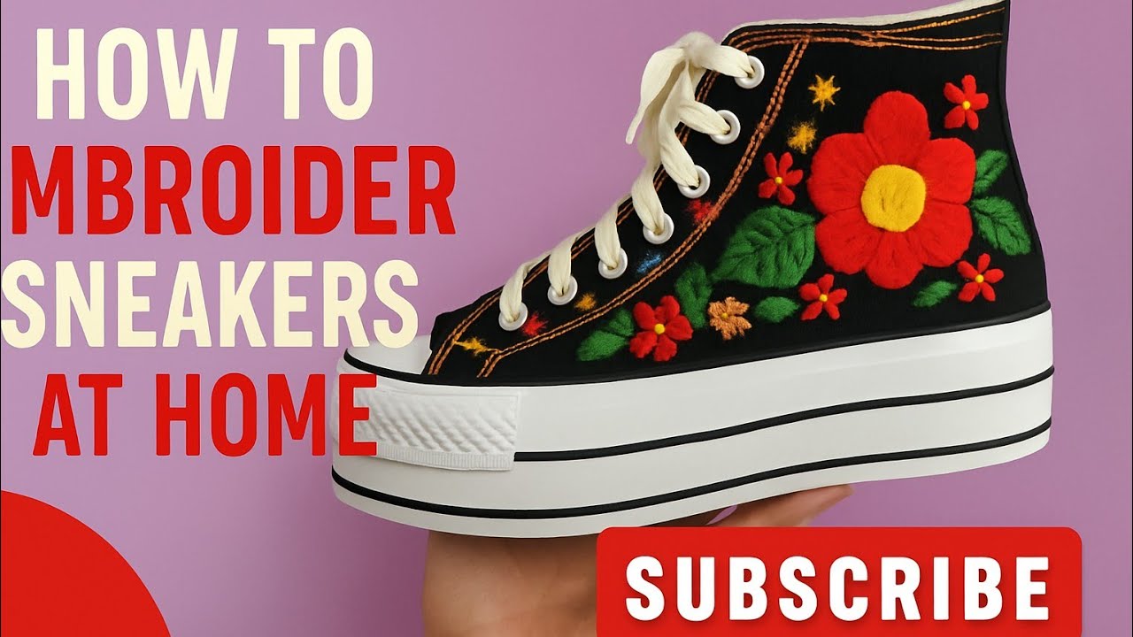 Stylish Hand Embroidery on Sneakers | How to Embroider Sneakers at Home #viral #handembroidery