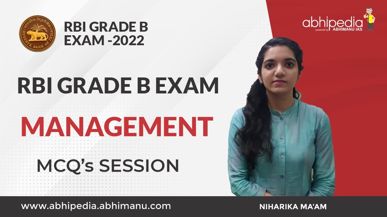 RBI GRADE B EXAM 2021-22 | MANAGEMENT | MCQ's SESSION | PART-1 |  BY ABHIPEDIA