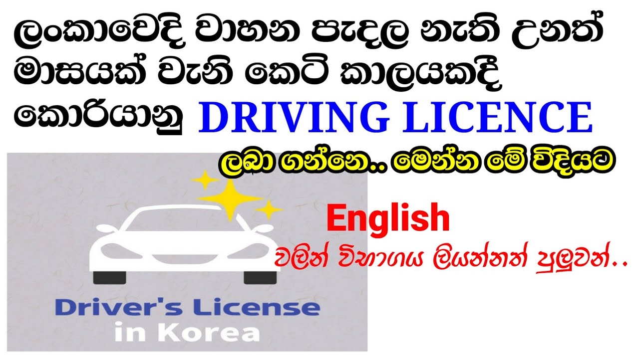 කොරියාවේ DRIVING LICENCE එක මාසයක වැනි කෙටි කාලයකදී ලබා ගන්න පුලුවන්...  (සියලුම දේ විස්තරාත්මකව)