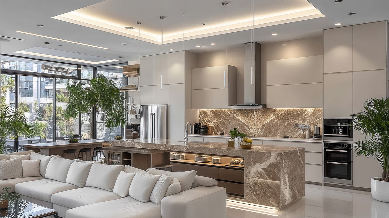 Sleek Modern Kitchen Design: Open Layout Interior with Wide Walkways & Better Flow