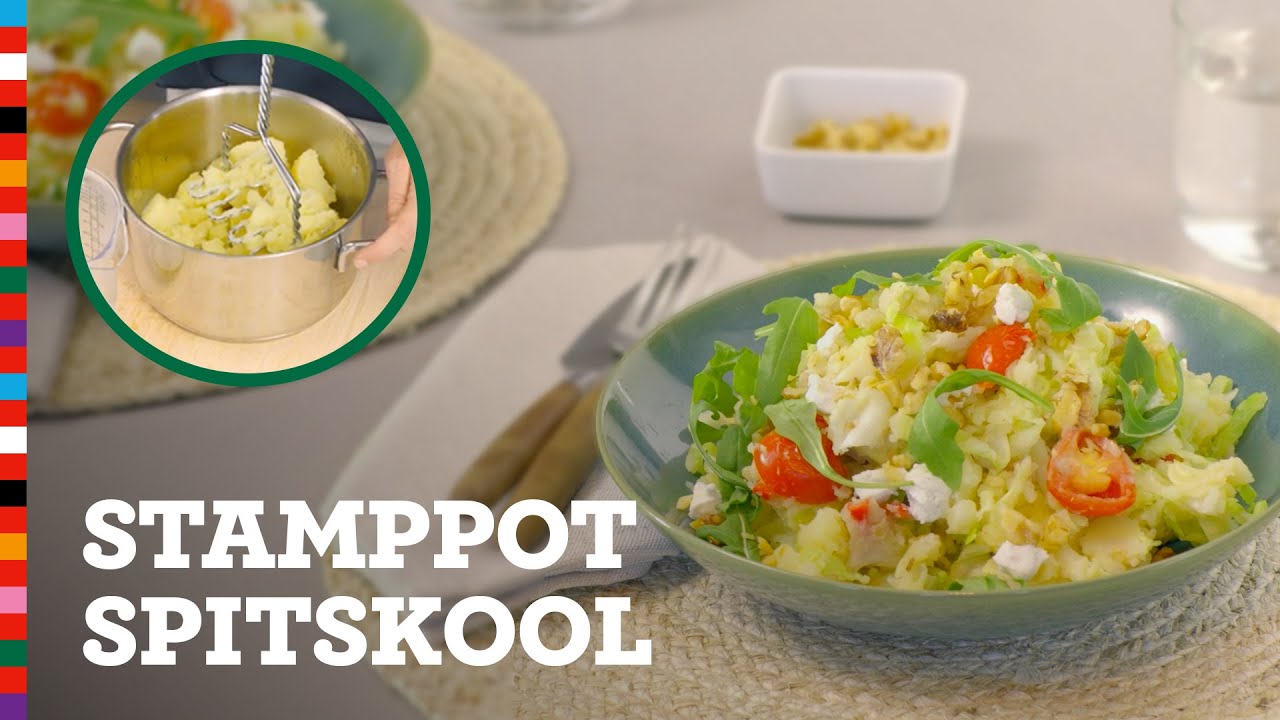 Stamppot met spitskool en walnoten | Gezond recept | Voedingscentrum