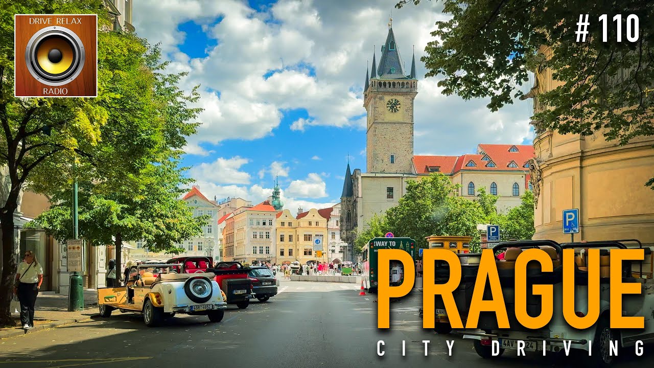 Driving Tour of the centre of Prague with jazz 🎹 Czech Republic 4k HDR
