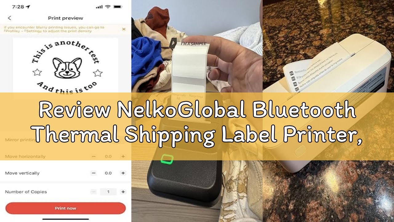 Review NelkoGlobal Bluetooth Thermal Shipping Label Printer, Wireless 4x6 Label Printer for Shipping