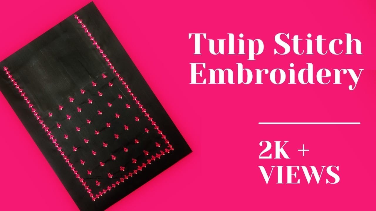 Hand embroidery churidar design /Tulip embroidery stitch /Yoke Embroidery Design / Border embroidery