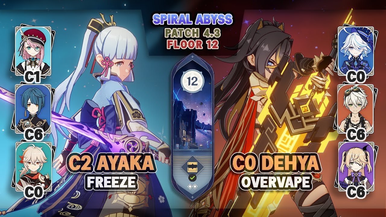 C2 Ayaka Freeze & C0 Dehya Furina Overvape | Spiral Abyss 4.3 Floor 12 - Genshin Impact