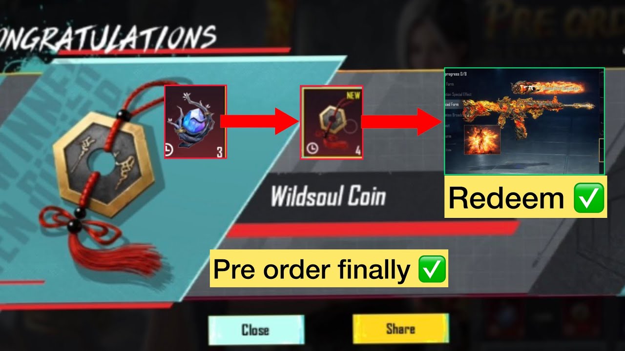 new m416 pre order event in bgmi | Wildsoul coin gem finally redeem 