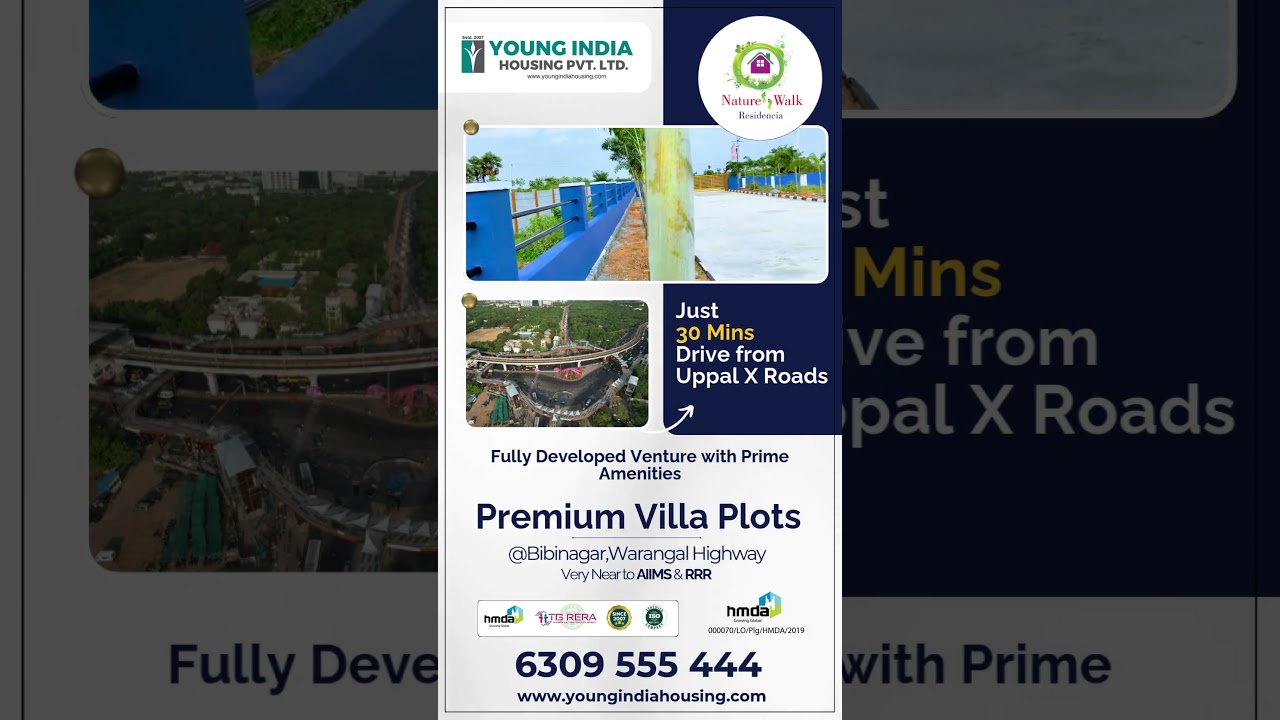 Premium Villa Plots at Bibinagar | Nature Walk Residencia | Young India Housing Pvt. Ltd. |