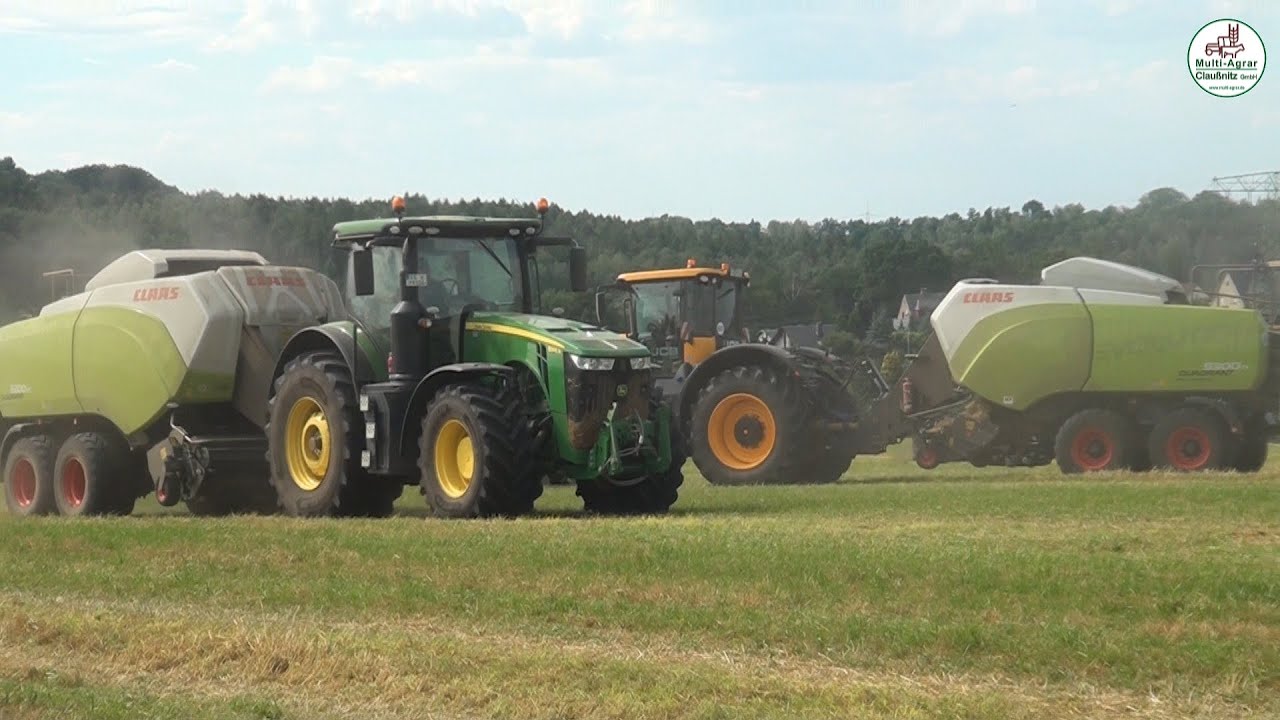 Stroh Ernte im Doppelpack Claas Quadrant 5300 FC Evolution, JCB, John Deere - Multi Agrar Claußnitz
