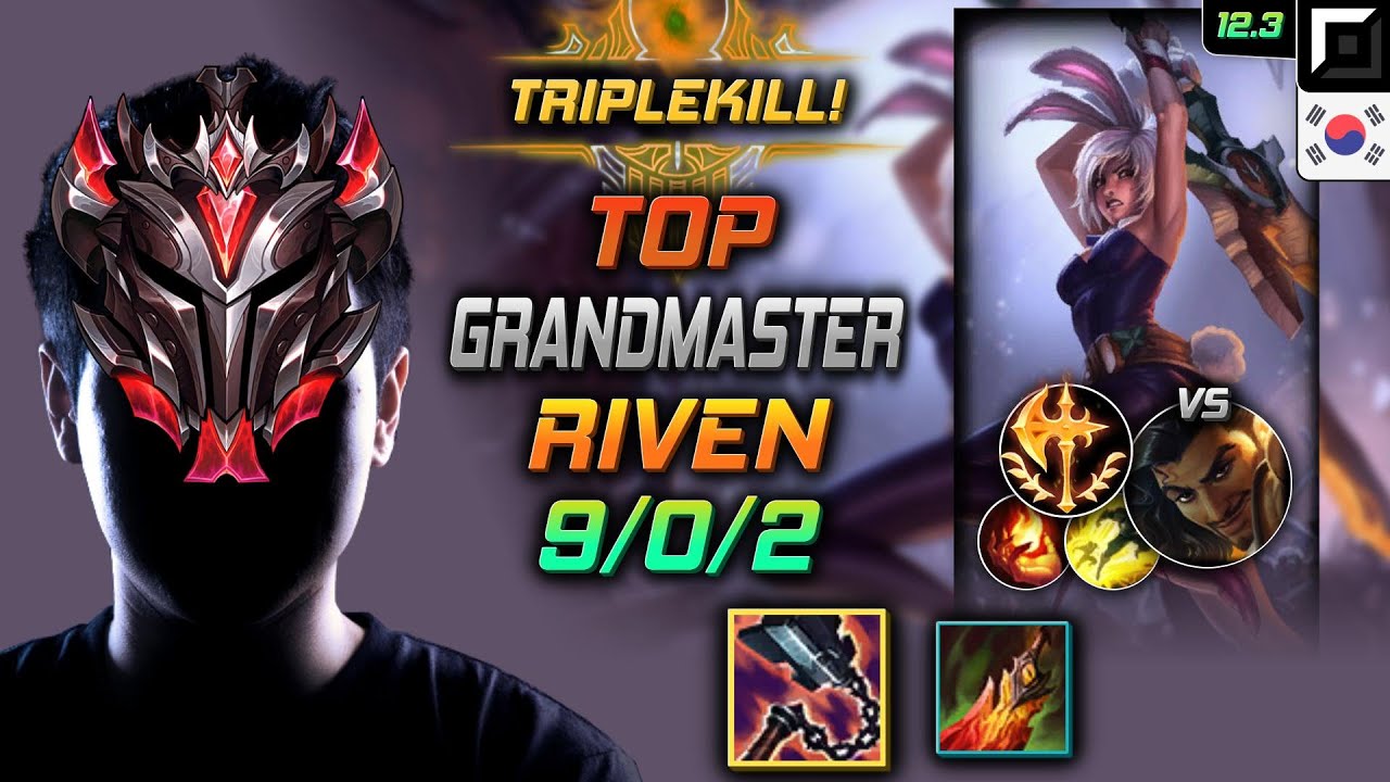 GrandMaster Riven Top vs Akshan - Ривен Потрошитель Завоеватель - LOL KR 12.3
