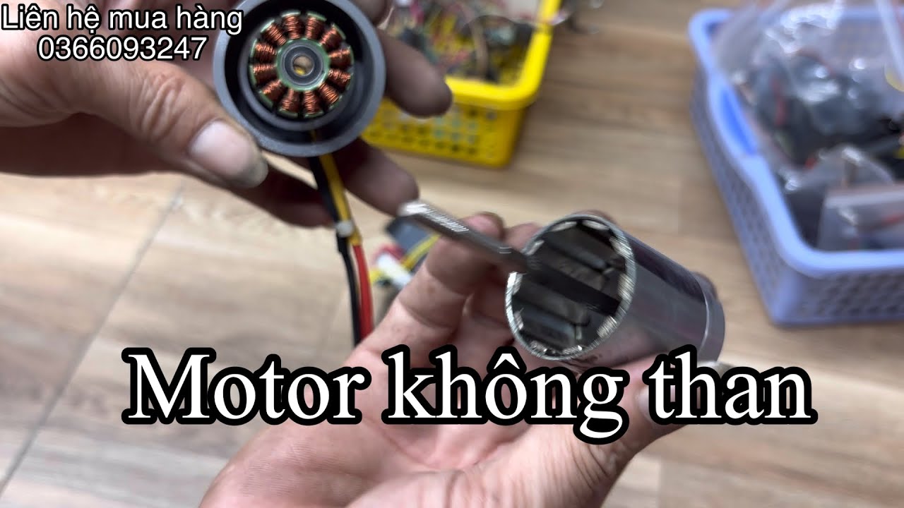 Motor không than 18v. Điều tốc 6 số . Pin 5mah 18v chân phổ thông.
