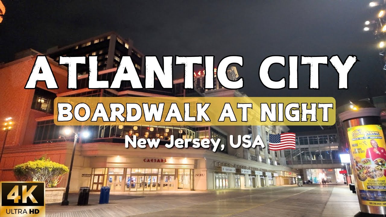 [4K] ATLANTIC CITY BOARDWALK VIBES | Night Walk with Stunning Views & Sounds | New Jersey 2025