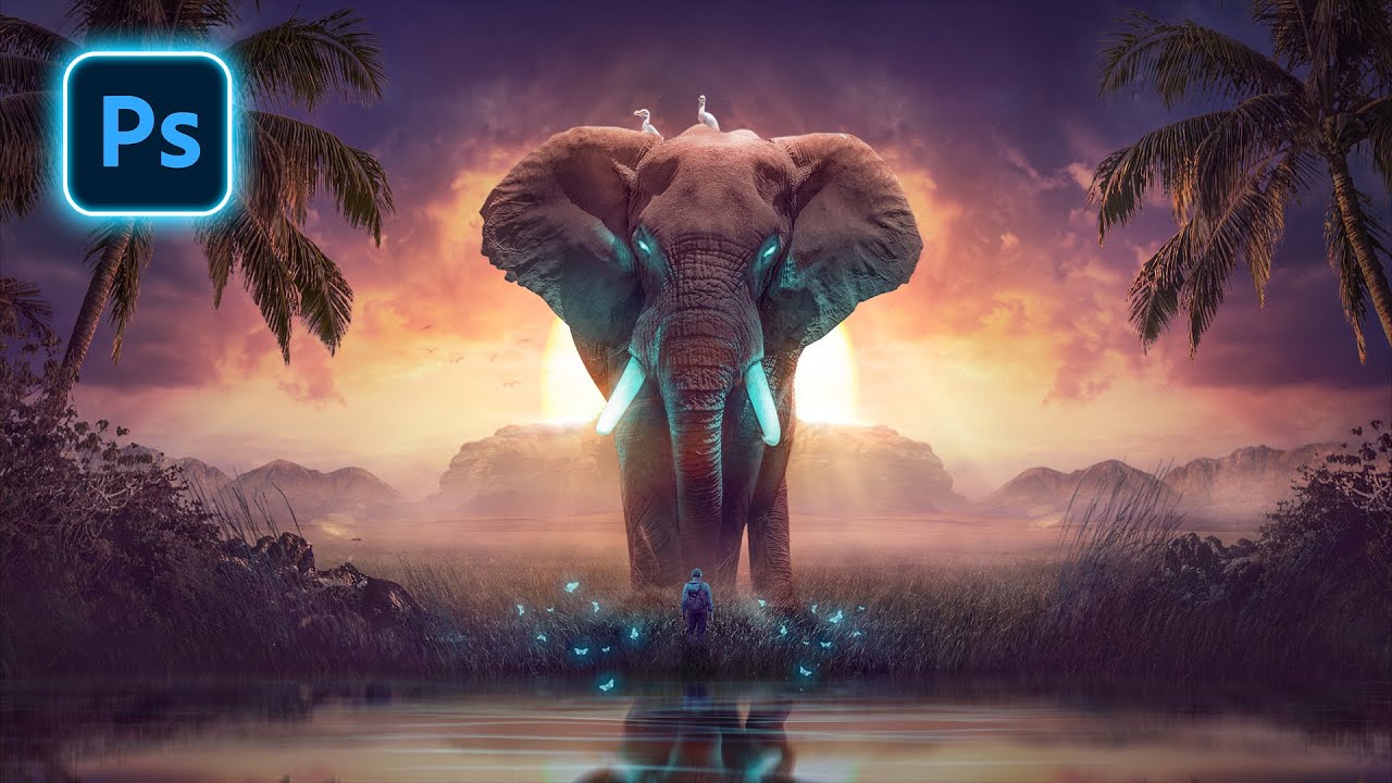 شرح تفصيلي لتصميم دمج بالفوتوشوب 🔥👌 Full Tutorial Photo manipulation -  The mysterious elephant