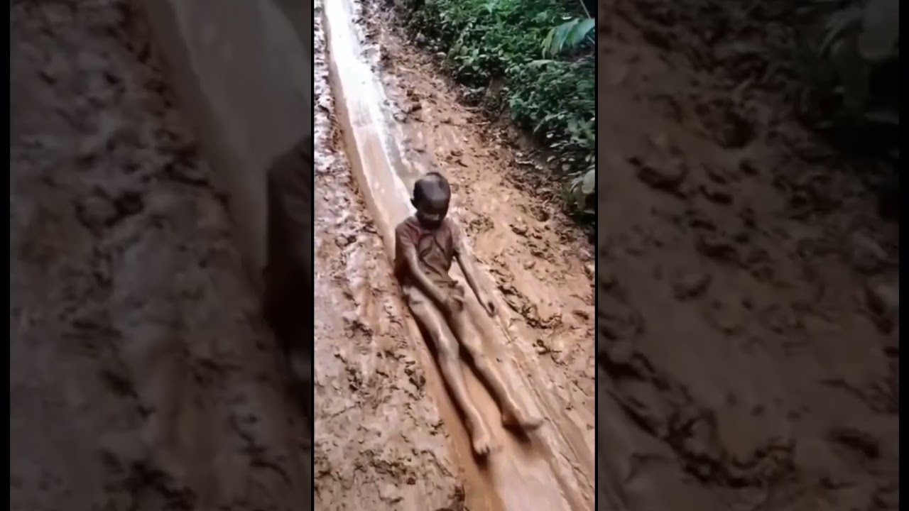 Kids having Fun in Mud Slides, Funny Video