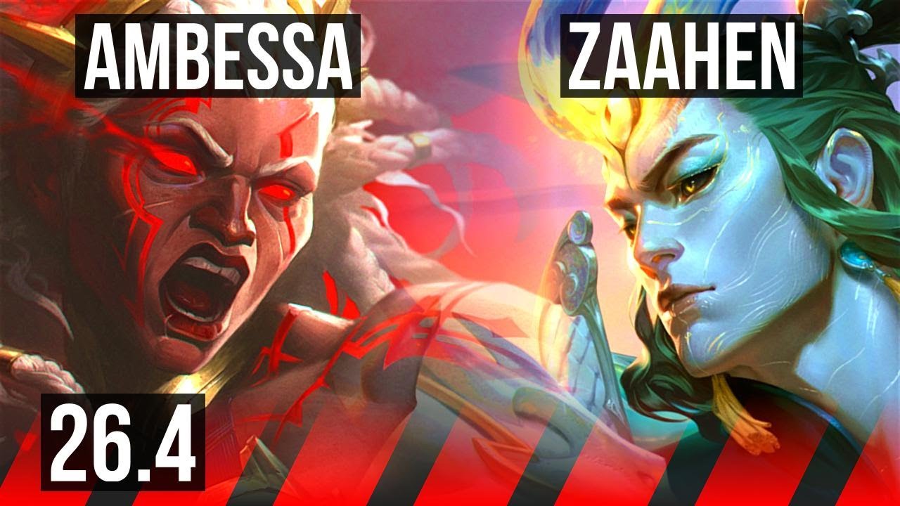 AMBESSA vs ZAAHEN (TOP) | Good KDA: 15/2/6, 44K damage | KR Master | 26.4